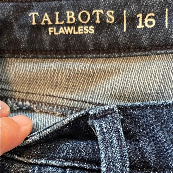 Talbots Flawless Sz 16 high waist modern ankle jeans navy/red vertical stripe - Picture 2 of 11